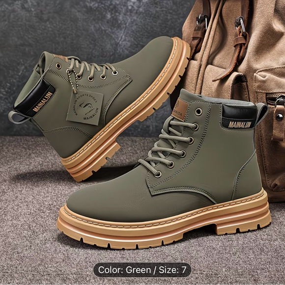 Woman’s Green Work Winter Combat High Top Hiking Boots Sz 7 - Picture 4 of 7